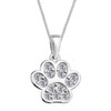 Paw with Zirconia Glitter Crystals Pendant with Chain 925 Real