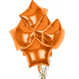 Pack of 5 Orange Star Balloons, 18 Inches Star Shape Foil Balloons, Star Balloons Helium for Valentines Engagement Bridal Shower Graduation Baby Shower Wedding Anniversary Birthday Party Decorations