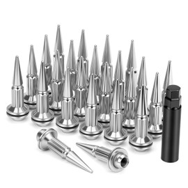 KSP M14x1.5 Flange Spike Lug Nuts for Tacoma 2024-2026 6 Lug Factory Wheel, 24pcs Bigger 6 Spline Spiked Nuts fit 2025+4Runner/2022+ Tundra, Chrome Pointy Lug Nuts with 1 Socket Work on Stock Rim