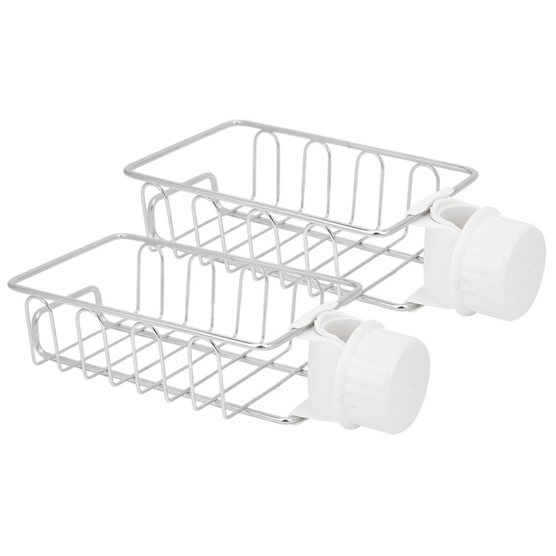 2Pcs Faucet Storage Rack Stainless Steel Sink Caddy Organizer Soap