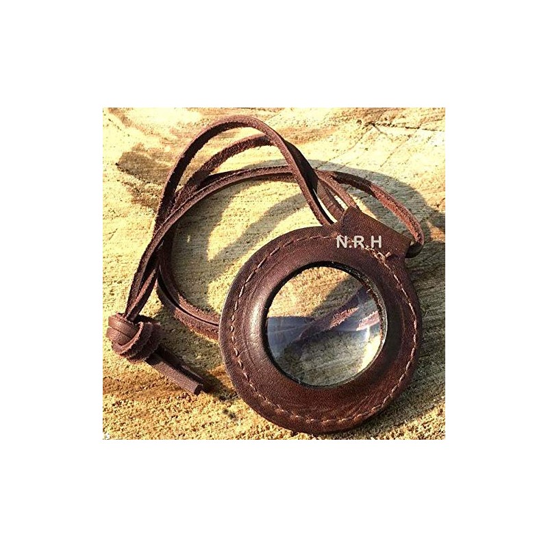 Nautical Replica Hub Magnifying Lens with Leather Holder Leather Rimmed