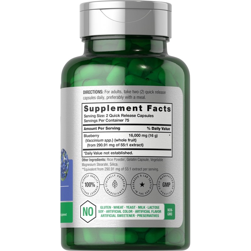 Horbäach Blueberry Extract Supplement | 150 Capsules | Blueberry Concentrate