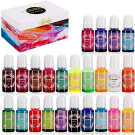 Epoxy Resin Pigment - 24 Colors Liquid Epoxy Resin Dye - Highly Concentrated Epoxy Resin Colorant for Resin Color Art, DIY Jewelry Making Supplies - AB Resin Coloring for Paint, Crafts - 10ml Each