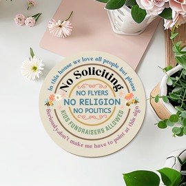 MOTERMATE Humorous No Soliciting Sign Decor for House Funny, Cute No Soliciting Religion Flyers Politiccs Door Signs for Front Porch Door Home Decor Kids, No Solicitors Religious Soliciting Sign, 12x12Inch