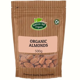 Organic Whole Almonds 500g by Hatton Hill Organic | Raw, Crunchy & Naturally Grown for Snacking, Baking & Cooking