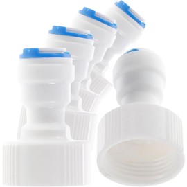 7 Pcs White Straight for NPT Thread Adapter 3/4" FNPT to 1/4" Tube Quick Straight OD Push Connector Water Tube Pipe Fitting for RO Water Systems Purifiers Filters,Push-to-Connect Tube Fittings
