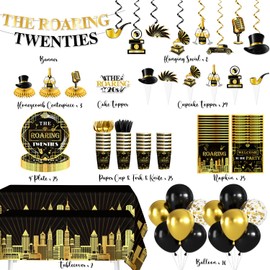 Yingoto Roaring 20s Party Decorations Tableware Set Serves 25 Guests