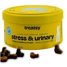 Treatsy Ergänzungsfuttermittel für Katzen – Stress & Harnwege. Blasenentzündung & Struvit – Alpha-Casein, Tryptophan, Omega-3 – Von Tierärzten empfohlen