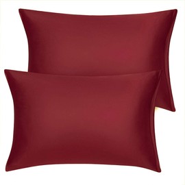 uxcell Queen Satin Pillowcase with Zipper, Super Soft and Luxury, Silky Pillow Cases Covers Set of 2, 21"x31", Red