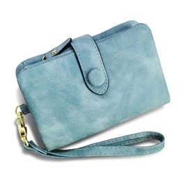 AOXONEL Women's Small Bifold Leather Wallet RFID Blocking Ladies Wristlet with Card Holder id Window Coin Purse (Green)