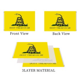 Dont Tread On Me Flag 3x5 Outdoor 240D Heavy Polyester Duty Double Sided 3ply Gadsden Flag Vibrant Colors ​Durable Canvas Header with 2 Brass Grommets Tea Party Rattle Snake Banner