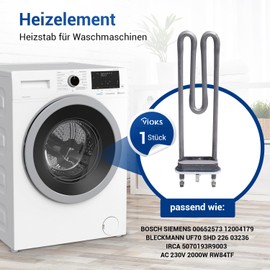 VIOKS Heating Element 230 V 2000 W Replacement for Heating Element Bosch 12004179, Heating Rod Siemens Balay Neff Constructa 00652573 & Irca Heating Element 2000 W - Heating Rod Washing Machine Bosch