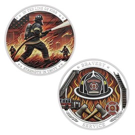 New Firefighter Challenge Coin Bravery Medal Commemorative Coin Collection (Silvery)