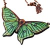 Enchanted Leaves - Green Luna Moth Necklace - Lovely Wooden
