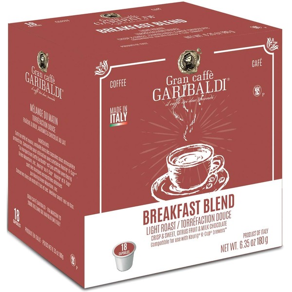 Gran Caffè Garibaldi Single Serve Cups for Keurig K-Cup Brewers (Breakfast Blend, 108 Count)