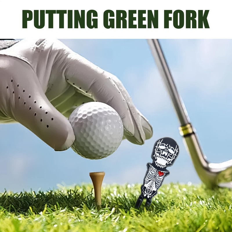 Golf Divot Repair Tool,Skull Shape Ball Marker - Zinc Alloy