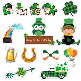14 Pcs St. Patrick's Day Refrigerator Magnets Sets,Leprechaun Shamrock Gnome Fridge Magnets,Horseshoe Owl Car Magnets Set.Irish Green Refrigerator Magnets for St. Patricks Day.Any Metal Surface Decor