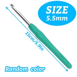 Crochet Hooks 5.5 mm Colourful Knitting Crochet, High Quality Aluminium Ergonomic Soft Handle Knitting Needle for Yarn Craft, Suitable for Beginners to Learn Hand-Knitted Sweaters