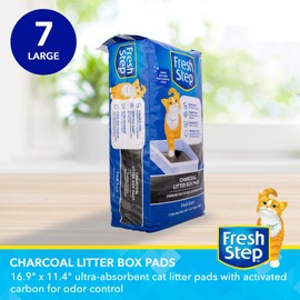 Fresh Step Charcoal Litter Box Pads - Ultra-Absorbent Cat Litter Pads with Activated Carbon for Odor Control, 16.9" x 11.4" - 7 Count