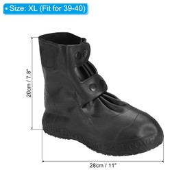 PATIKIL XL Waterproof Shoe Cover, 1 Pair Reusable Non-Slip TPE Rain Shoe Cover Snow Boot Protector Overshoes Galoshes for Men and Women Rainy Outdoor, Black
