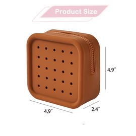 RSRSLEII Silicone Makeup Bag with Holes, Small Waterproof Travel Cosmetic Bag, Stylish Travel Toiletry Pouch, Multi-Purpose with Holes Pouch Perfect for Sports, Beach, Pool(05Deep Brown)