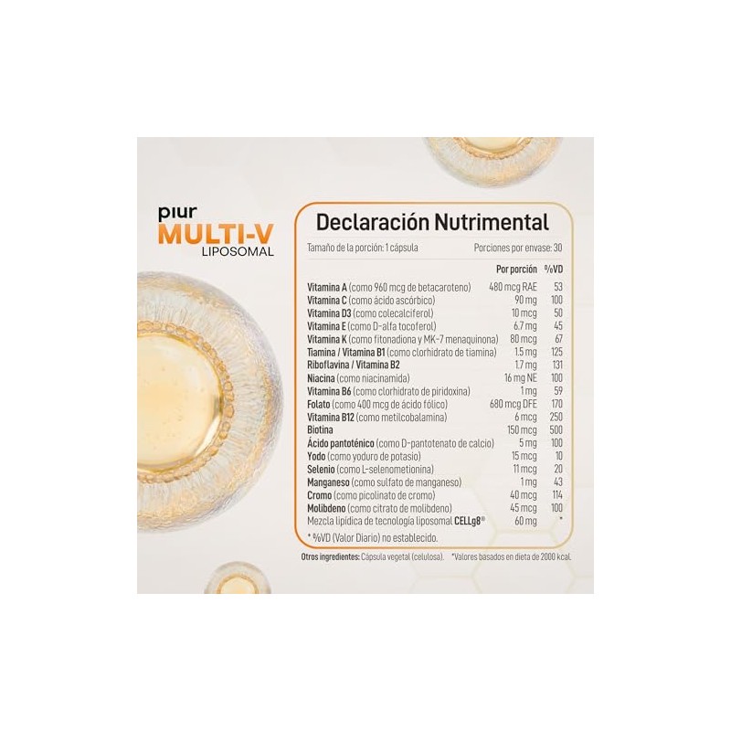 Piur Multi V Multivitamínico Liposomal para Mujer - 30 Capsulas