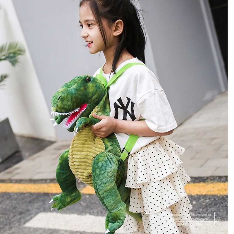 Kids Dinosaur Backpack Cartoon 3D Dinosaur Shape Soft Plush Kids