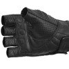 mjmoto Motorcycle Gloves Goat Leather Fingerless Vintage Perforated Black (Black,