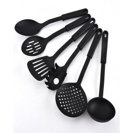 Bahob® Premium 6pc Nylon Kitchen Utensil Set for Cooking 30cm Cooking Utensils,Slotted Spatula,Slotted Spoon,Spaghetti Server,Serving Spoon,Soup ladle,Spatulas