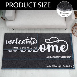Tinideya Extra Large Front Door Mat, 36 x 72 Inch Welcome Mat Outdoor Indoor with Non-Slip Waterproof Quick Dry Doormat for Home Patio Floor Entry Porch Garage Commercial Office(Black and White)