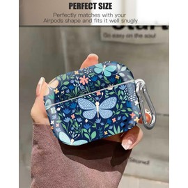 Compatible with AirPods Pro 2nd/1st Generation Case Cover, Cute Case Cover with Keychain for AirPod Pro 2&1 Case, for Men Women & Girls(Cute Butterfly)
