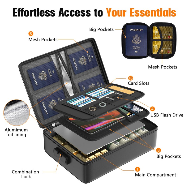 Grothery 5200°F Fireproof Document Organizer with Lock Fireproof & Waterproof