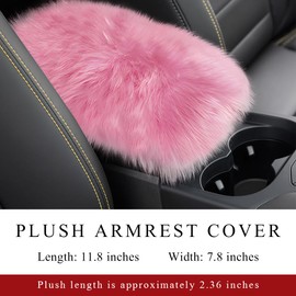 Wevdn Car Center Console Cover Pad, Fluffy Middle Console Pad Armrest Seat Box Cover, Universal Furry Arm Rest Decoration Protector for Car Truck SUV, Interior Car Accessories (Pink)