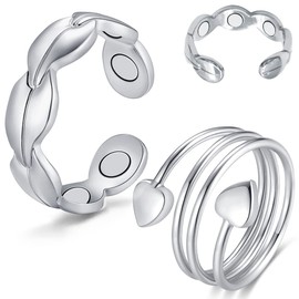 Cigmag 2PCS Copper Rings for Women - 99.99% Pure Copper Magnetic Ring Strong Magnets - Adjustable Thumb Fingers Ring with Jewelry Gift Box for Mother's Day