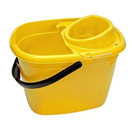 Abbey Plastic Mop Bucket with Wringer 12 Litre – Floor Bucket for General and Small Area Cleaning – Colour Coded Plastic Bucket with Side Lip for Easy Pouring - Cleaning Mop Bucket Yellow