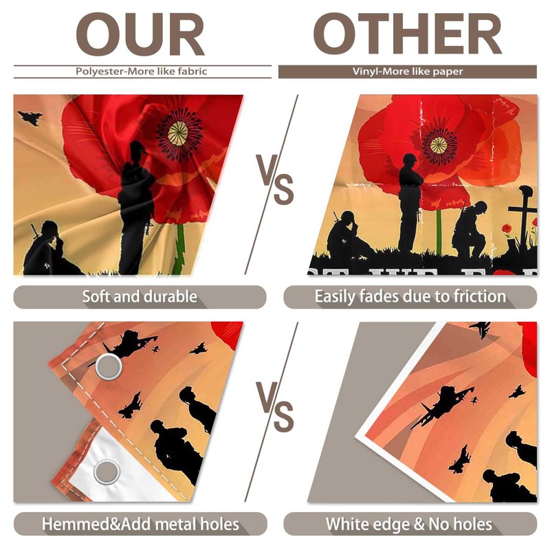 Luminora 72x43inch Remembrance Day Backdrop Lest We Forget Red Poppy