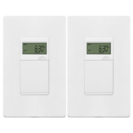 TG Programmable Digital Timer Switch for Lights, Exhaust Fans, Motors, 7-Day 18 ON/Off Timer Settings, Single Pole, Neutral Wire Required, UL Listed, TS-PR-WSP, White, 2 Pack