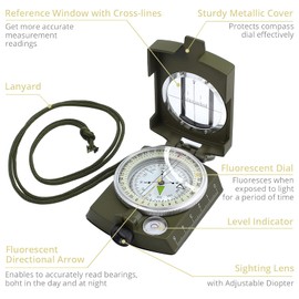 Anbte Compass Military Marching Compass Professional Navigation Compass with Carry Bag Waterproof Compass for Hunting Camping Hiking Outdoor Activities (‎Green)