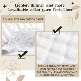 Toulite 10 Pcs 6 Layer Bra Liner Sweating, Cotton Sweat Liner Under Bra Pad Breast Washable Rectangle Absorb for Women Supply(M)