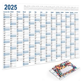 IHCEMIH 2025 Wall planner, Full Year Wall Calendar 2025 B2 Max Daily Planners Large Yearly Family Organiser with Mount Dots and Stickers for Home Office Work School Academic UK (52.5*74.2 cm) - Blue