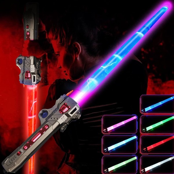 Light Saber for Kids - LED Colour Changing Lightsaber Toys With 7 Colors and FX Sounds - Extendable Light Sabers for Halloween Fancy Dress Parties, (Bronze)