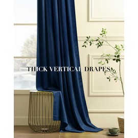 Nemia Royal Blue Velvet Curtains Thermal Insulated Blackout Curtain for Bedroom Window Living Room Darkening Luxury Vintage 108 Inches Long Heavy Drapes Panels Back Tab Set of 2