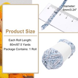 MECCANIXITY Velvet Chenille Yarn Bulky Fluffy Chunky Yarn for Crochet Soft Chenille Blanket for Hand Knitting Crocheting (Light Gray & Light Blue & Dark Blue, 87.5 Yards/80m)