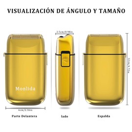 Monlida Afeitadora Eléctrica para Hombres,Recargable Inalámbrica Color Dorado,Fácil de limpiar Maquinilla de Afeitar Hombre,Afeitadora eléctrica para hombre Red de cuchillos ultrafina