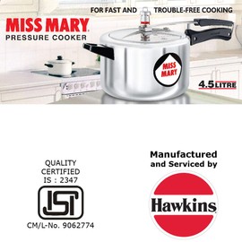 Hawkins Miss Mary Aluminum Pressure Cooker Silver 4.5 Litres