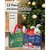 Christmas Gift Bags, 12PC Christmas Tote Bags with Handles, Reusable