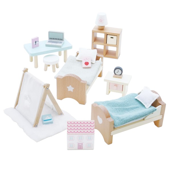 Le Toy Van - Wooden Doll House Daisylane Children's Bedroom Play Set For Dolls Houses | Dolls House Furniture Sets - Suitable For Ages 3+