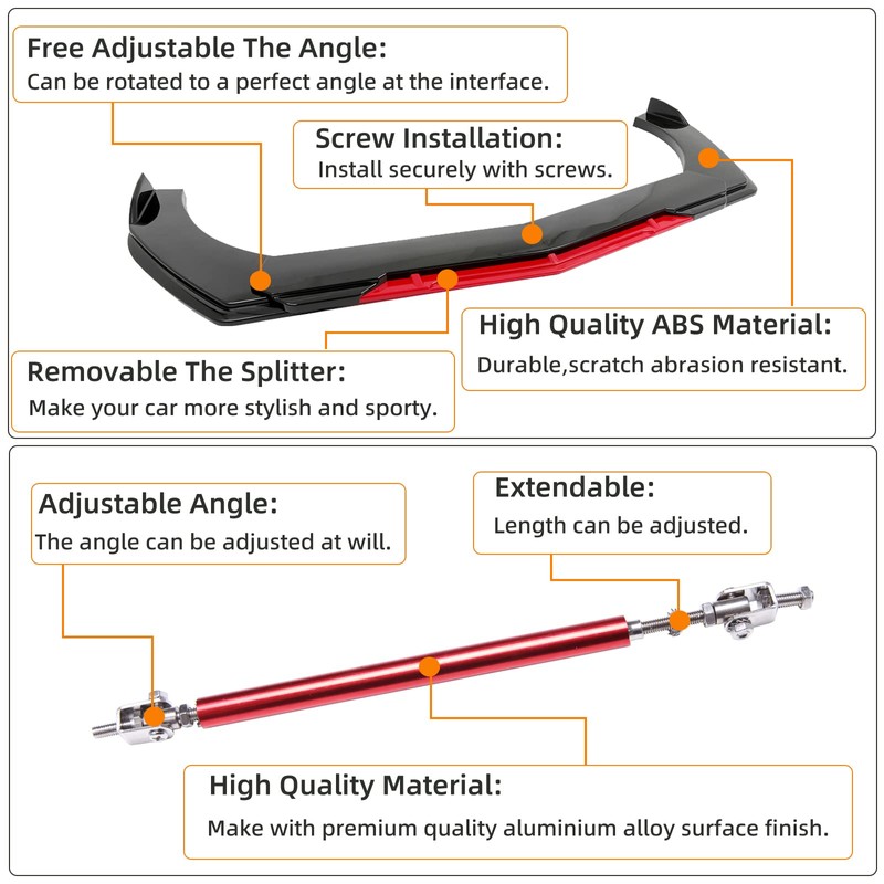 Universal Front Bumper Lip Chin Spoiler Splitter Diffuser Guard Wing