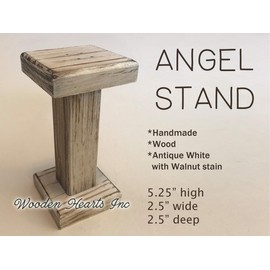Baby Manger Oak -Angel Stand, Antique White Wood (Fits a Willow Tree Angels and Nativity Figurines), Compatible Accessories to fit our Handmade Wooden Hearts Stable, Creche *Handcrafted in USA