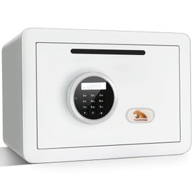 TIGERKING Drop Safe, Digital Safe With Keypad, White Small Safe Box- Deposit Cash Easily, Money Security Box For Home, Business, 1.2 Cubic Feet